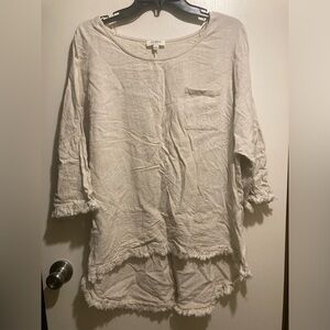 Umgee Cream Linen Blend Blouse